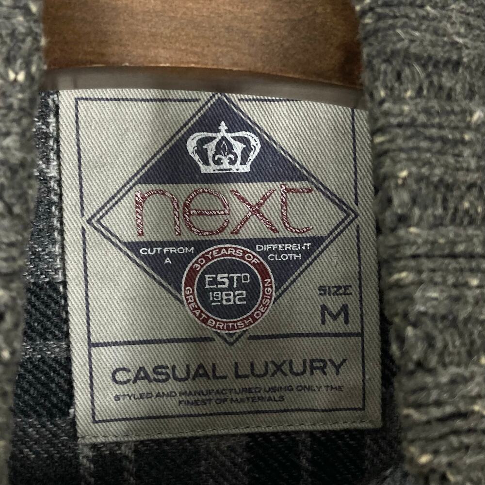 Nwot NEXT Sweater Men M Brown Wool-Blend Cable Knit Speckled 1/4-Btn Mock-Neck - Picture 3 of 11